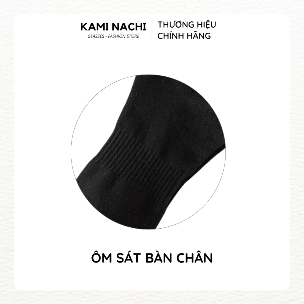 Ảnh Vớ dài trên mắt cá chân vải mỏng mềm, thông hơi thoáng khí màu trắng đen - Chính hãng KAMI NACHI 4