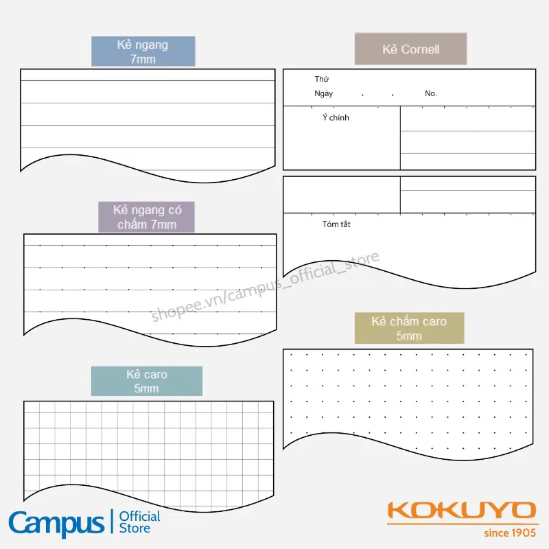 Ảnh Vở Gáy Keo Basic Notebook Phong Cách Đơn Giản Dòng Kẻ Tự Chọn 80/120/200 Trang Khổ A4/B5 Chính Hãng Campus 3