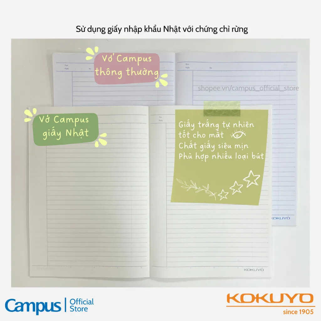 Ảnh Vở Gáy Keo Japan Illustrator (Họa Sĩ Nhật) Giấy Nhập Nhật Kẻ Ngang Có Chấm 80/200 Trang B5 Campus 2
