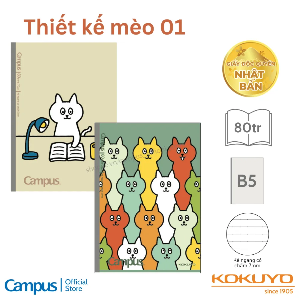 Ảnh Vở Gáy Keo Japan Illustrator (Họa Sĩ Nhật) Giấy Nhập Nhật Kẻ Ngang Có Chấm 80/200 Trang B5 Campus 4