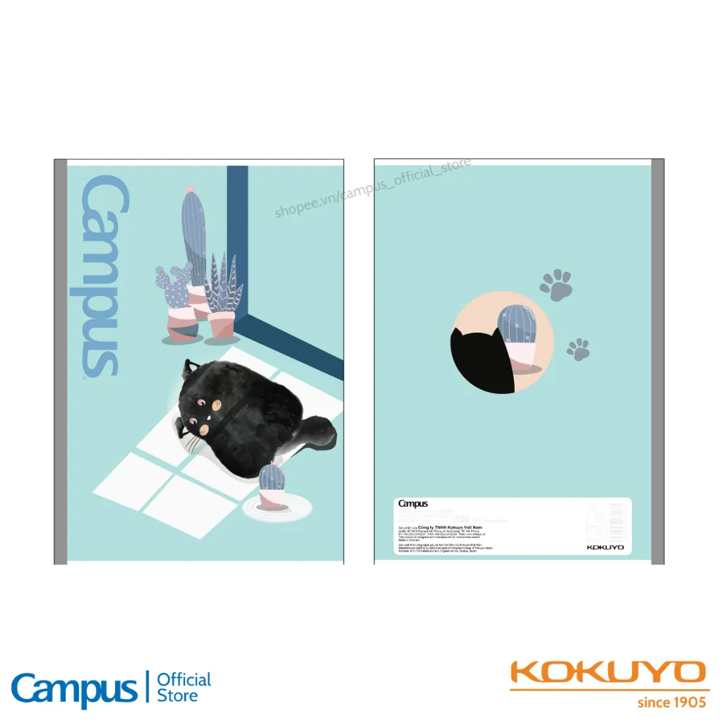 Ảnh Vở Gáy Keo Meow Series Kẻ 4 Ly Ngang - Kẻ Ngang Có Chấm 120-200 Trang Khổ A5/B5 Chính Hãng Campus 2
