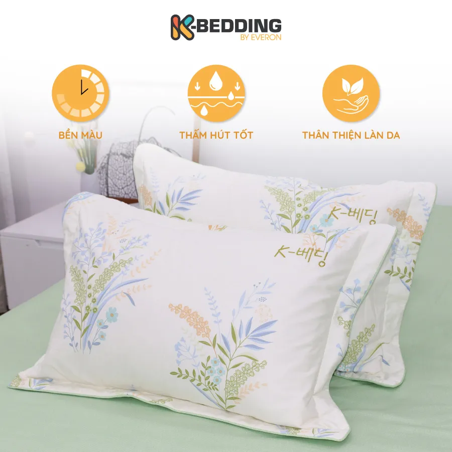 Ảnh Vỏ Gối Nằm Chần Bông Cotton Hàn Quốc KBedding by Everon 45x65cm ( 1 cặp) 1