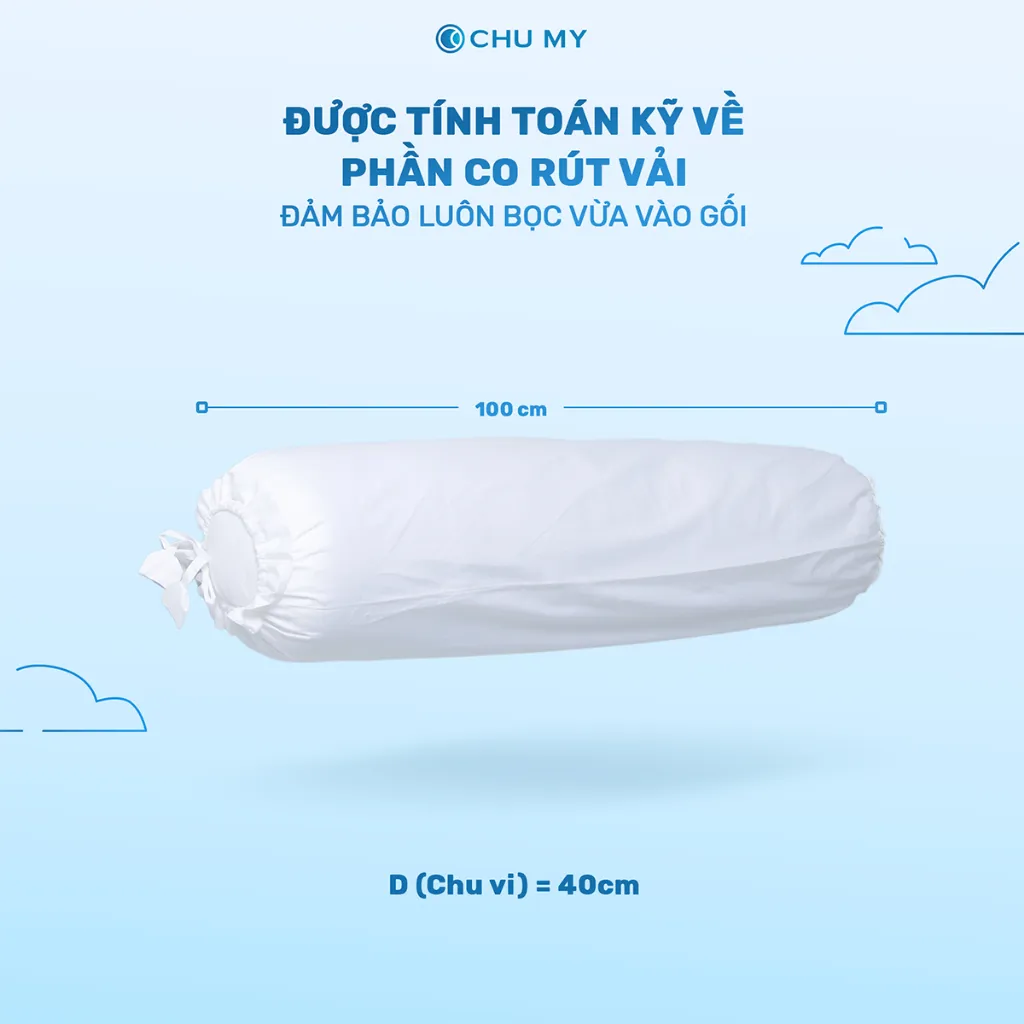 Ảnh Vỏ gối ôm CHU MY T400, 100% cotton, màu trắng, 40x100cm - Chuẩn khách sạn 4