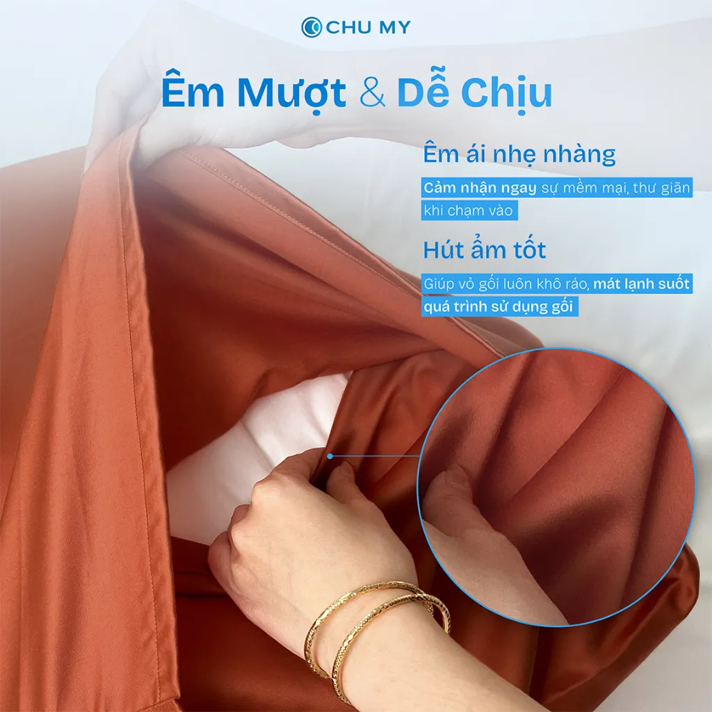 Ảnh Vỏ Gối Tencel CHU MY 60s – Êm Mịn, Thoáng Khí, Dễ Làm Sạch – Size 40x60 | 50x70cm 2