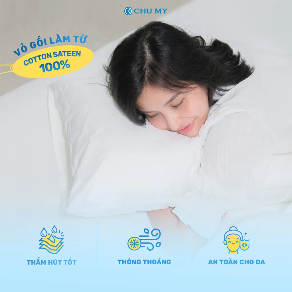 Ảnh Vỏ gối trắng khách sạn CHU MY, TC400 100% cotton, 5 sao, 50x70cm/60x80cm 3