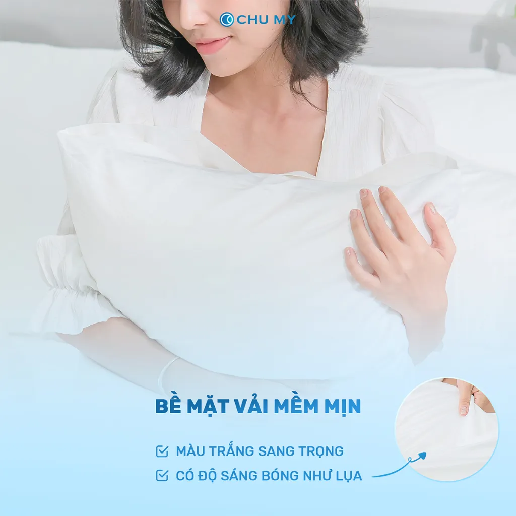 Ảnh Vỏ gối trắng khách sạn CHU MY, TC400 100% cotton, 5 sao, 50x70cm/60x80cm 4