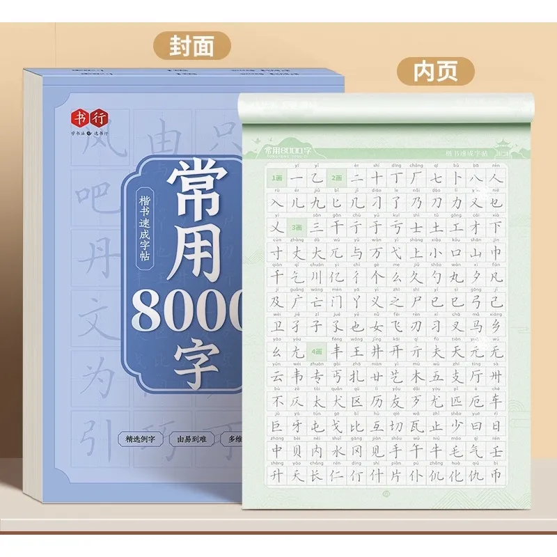 Ảnh Vở luyện viết 8000 chữ hán thể khải thư,hành thư(tặng kèm 1 bút+10 ngòi phai màu) 3