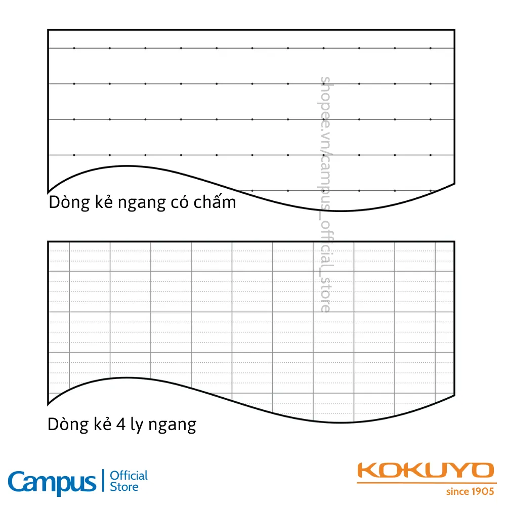 Ảnh Vở (Tập) Gáy Keo Kusumi Series Kẻ Ngang Có Chấm/ 4 Ly Ngang 80/120/200 Trang Khổ B5 Chính Hãng Campus 1