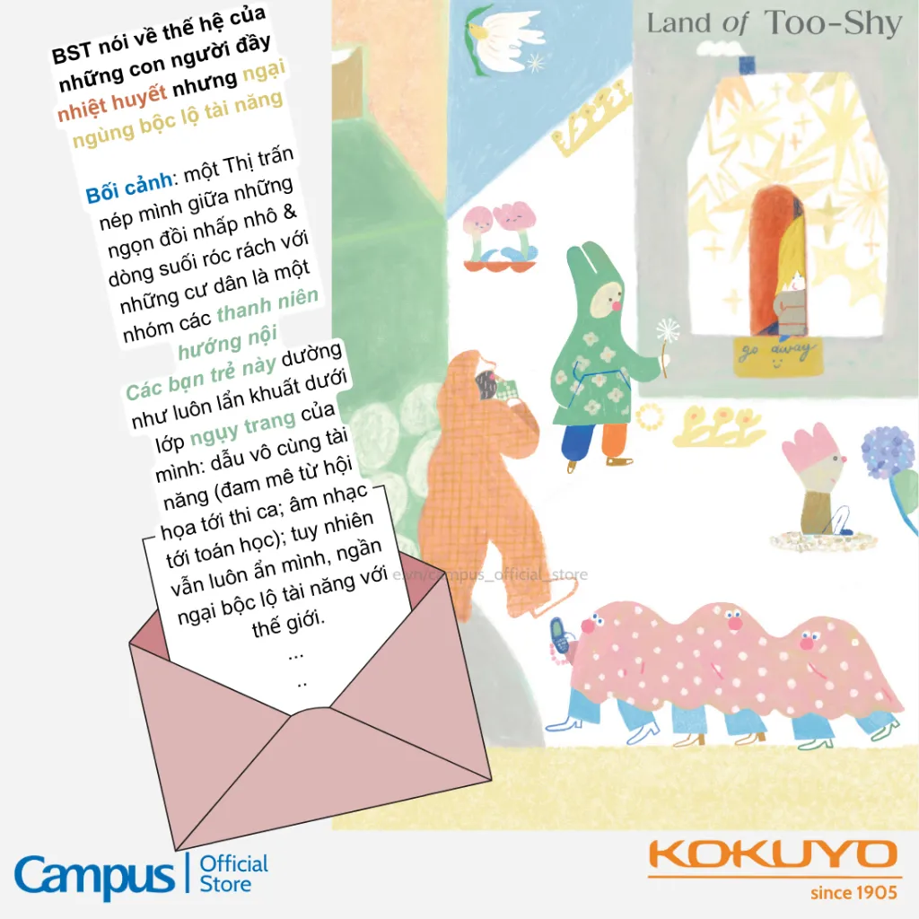 Ảnh Vở (Tập) Gáy Keo Land of Too-Shy Kẻ ngang/Caro/4 Ly Ngang, 80/96 Tr, A5/B5, Chính Hãng Campus 3