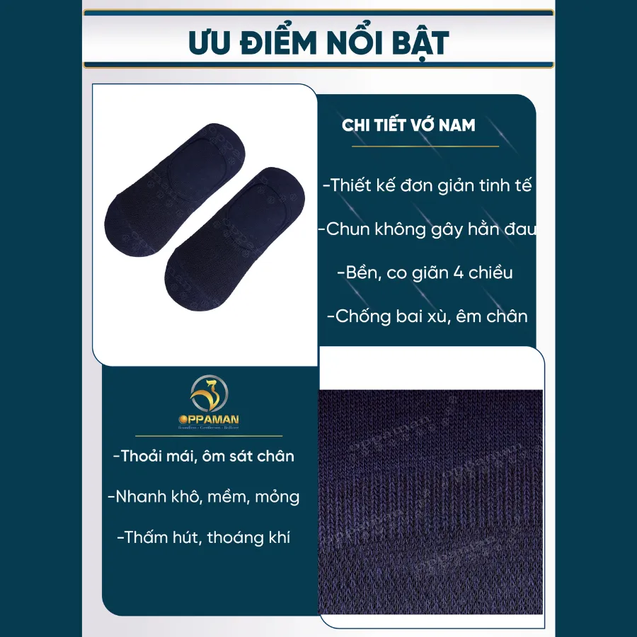Ảnh Vớ trơn tất lười nam vớ lười trơn nam nữ vải coton chống hôi chân tất lười nam cao cấp OVT4 OPPAMAN 3