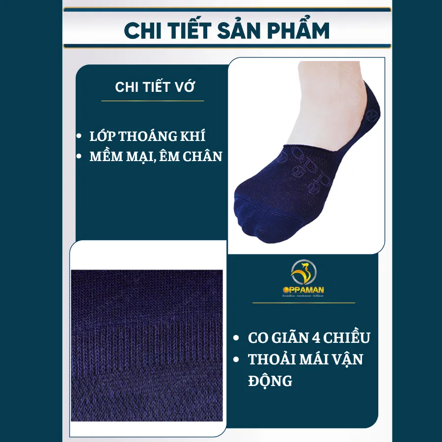 Ảnh Vớ trơn tất lười nam vớ lười trơn nam nữ vải coton chống hôi chân tất lười nam cao cấp OVT4 OPPAMAN 4
