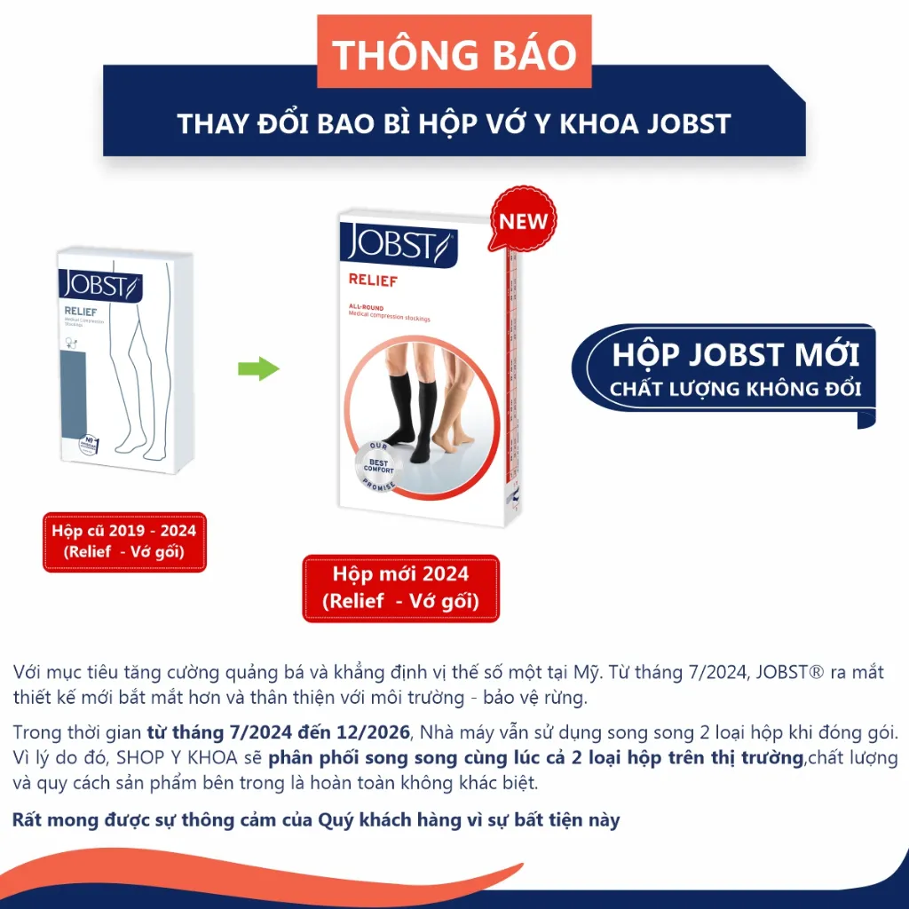 Ảnh Vớ Y Khoa JOBST Relief - Vớ Gối, Màu Da, Hở Ngón, Dòng Cơ Bản, Áp Lực 20-30mmHg, 2 Chiếc (Tất Y Khoa) 3