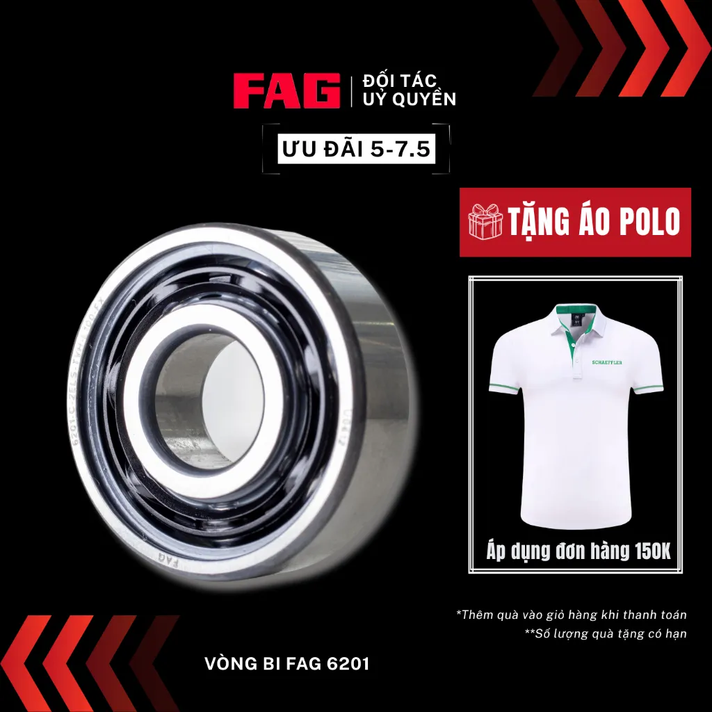 Ảnh Vòng bi bánh xe FAG - vòng 6201 lắp theo xe Honda Wave, Future, Air Blade, Lead, SH 1