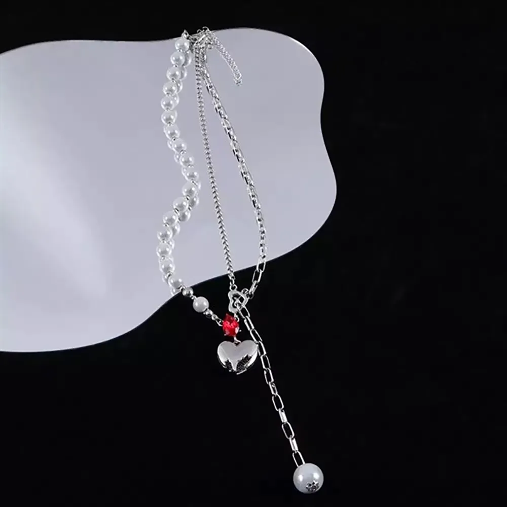 Ảnh Vòng Cổ Mushroom Lee Ngọc Trai Dạ Quang Pha Lê Đỏ Broken Heart 2