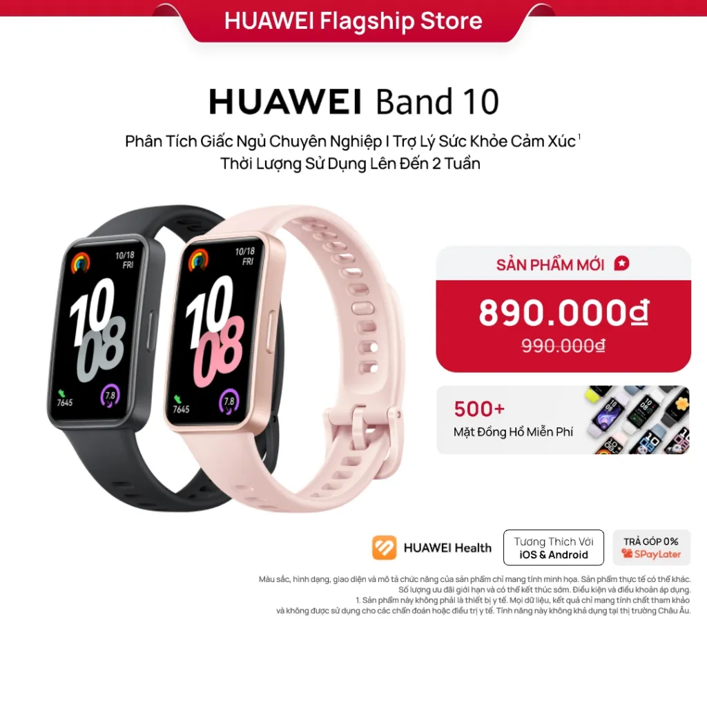 Ảnh Vòng Đeo Tay Thông Minh HUAWEI Band 10 Khung Hợp Kim Nhôm Tinh Tế | Phân Tích Giấc Ngủ Chuyên Nghiệp 1