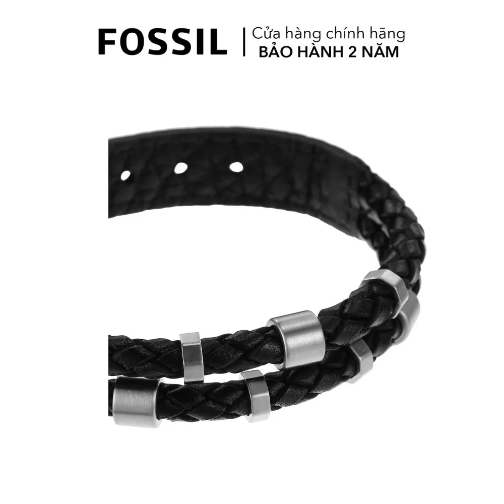 Ảnh Vòng tay Fossil dây da đen cá tính JF04473040 4