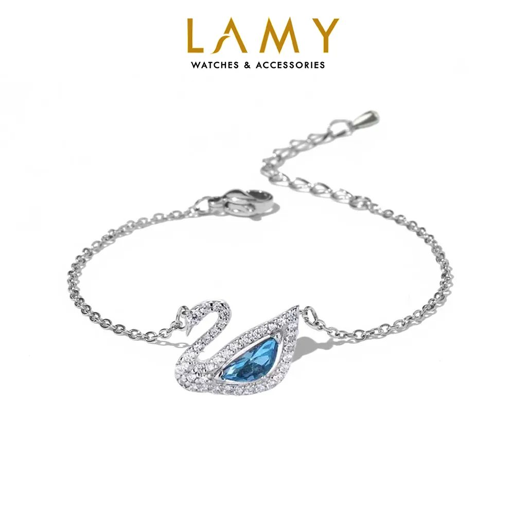 Ảnh Vòng tay nữ CDE Crystal Swan Bracelet Blue CDE2083BE - Vòng tay Lamy thiên nga cao cấp 1