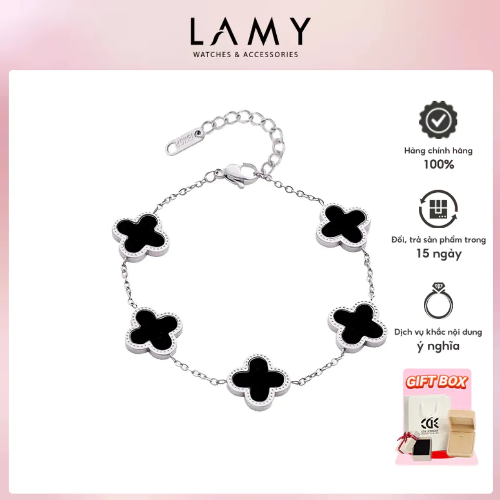 Ảnh Vòng tay nữ CDE Five Four Leaf Clovers Bracelet Silver CDE2026SV.BL 1