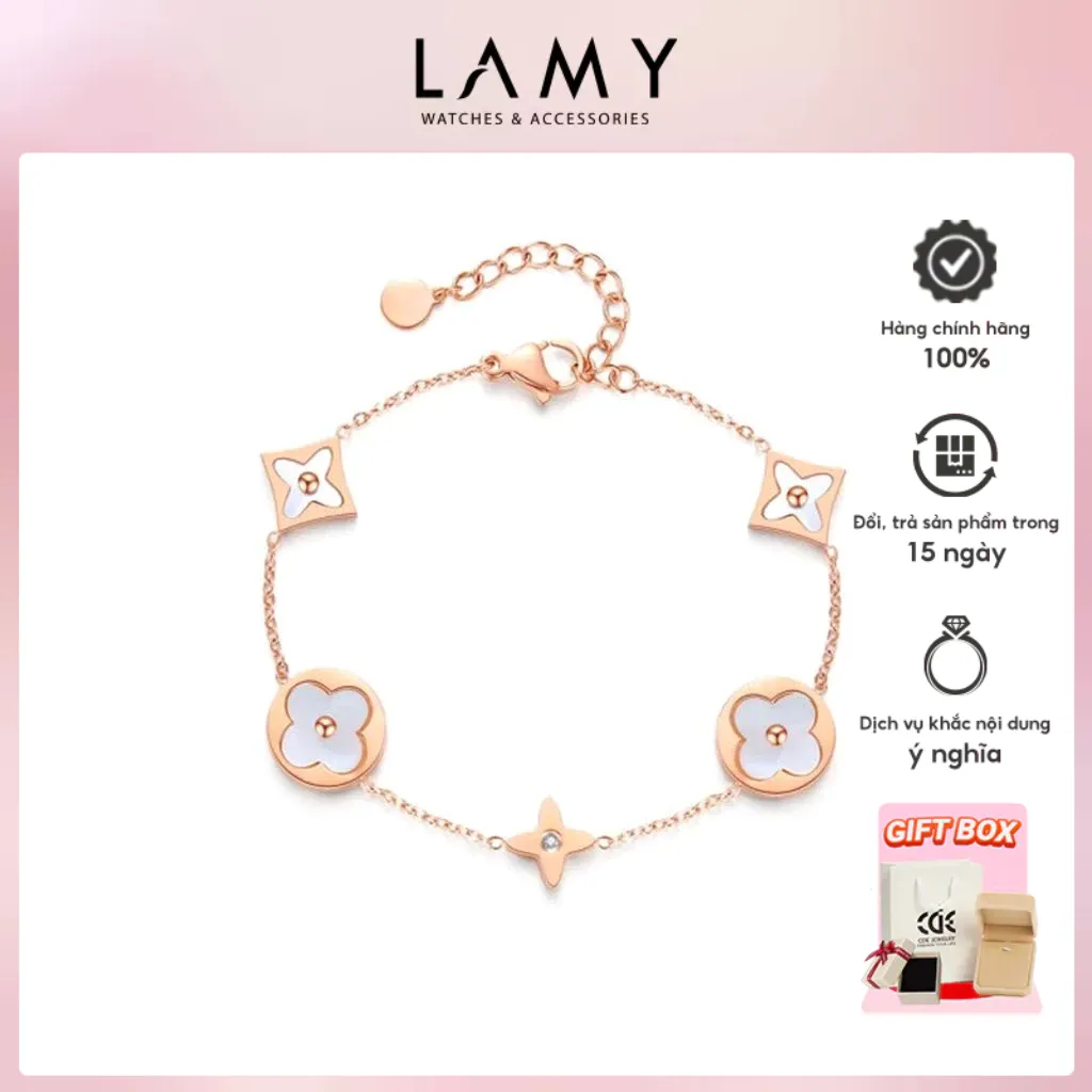 Ảnh Vòng tay nữ CDE Four Leaf Flower Bracelet Rose Gold CDE2020RG 1