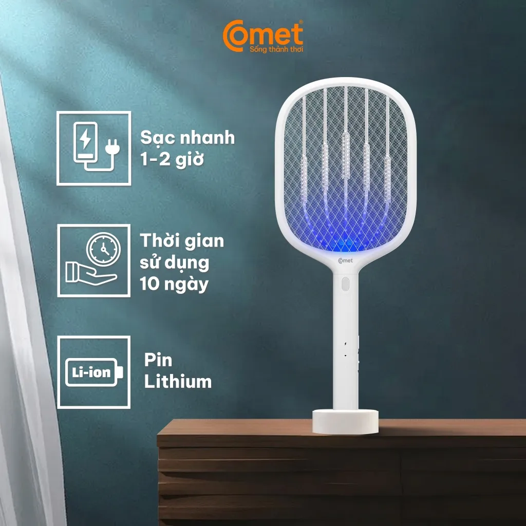 Ảnh Vợt muỗi điện Comet CP049 Pin Lithium 500mAh sạc 2h dùng 10 ngày BH 12T cổng sạc type C 1
