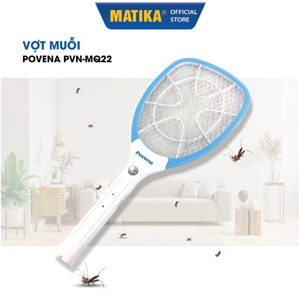 Ảnh Vợt Muỗi POVENA Màu Xanh PVN-MQ22 1
