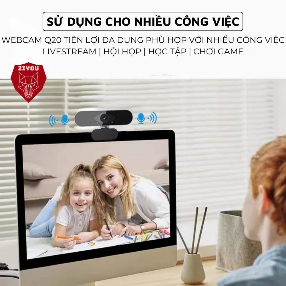 Ảnh Webcam Máy Tính PC Laptop Ziyou Q-20 Độ Phân Giải 2K Có Mic Camera Trợ Sáng Cực Nét 2