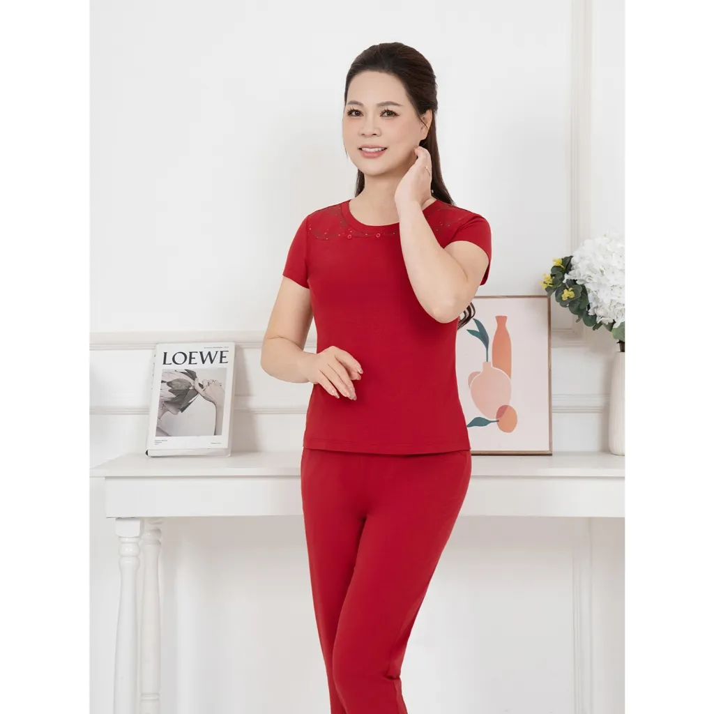 Ảnh WINNY - Bộ Mặc Nhà Nữ Chất Liệu Cotton WONNER Kiểu Tay Cộc Quần Ngố Lửng 2MNCT25038N 1
