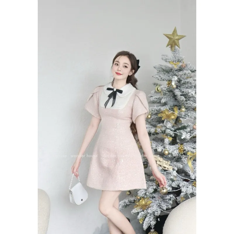Ảnh Wonderhouse Merci Dress Đầm thiết kế cổ sơ mi phối kim tuyến tay tiểu thư chất vải dày dặn dự tiệc sang chảnh 2