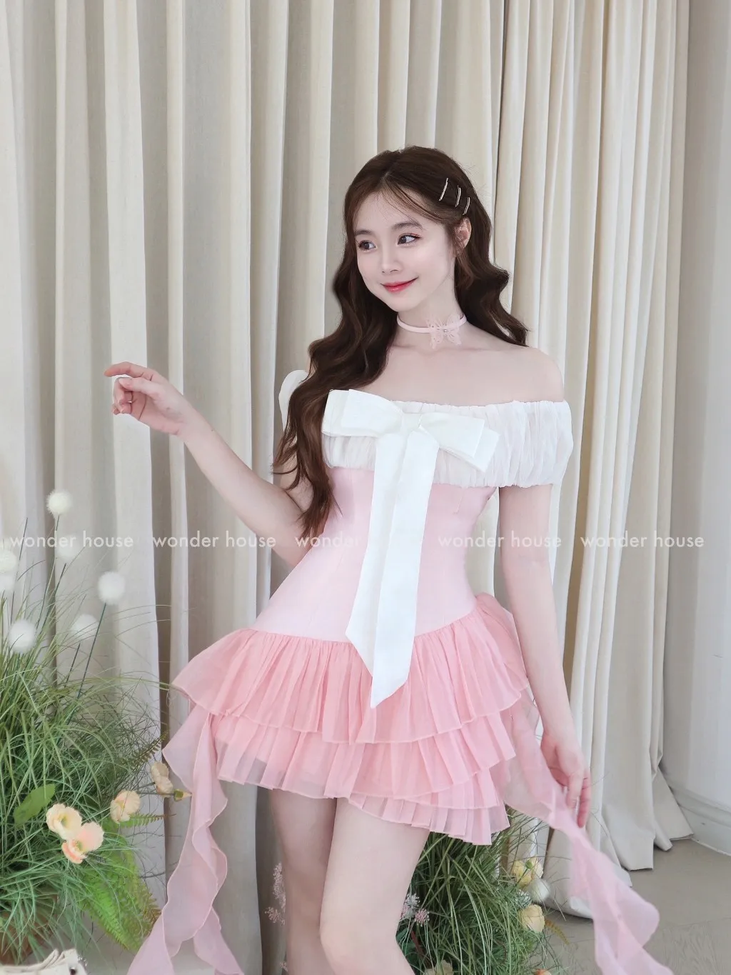 Ảnh Wonderhouse Michin Dress Đầm thiết kế trễ vai xòe dự tiệc sang trọng 4