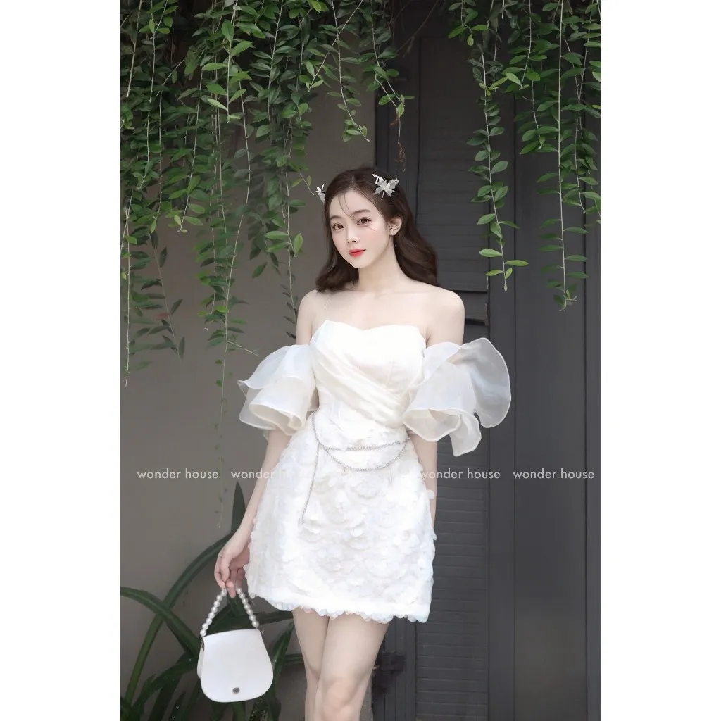 Ảnh Wonderhouse Midori Dress Đầm cup tay hoàn chất vải kim sa dự tiệc sang chảnh 3