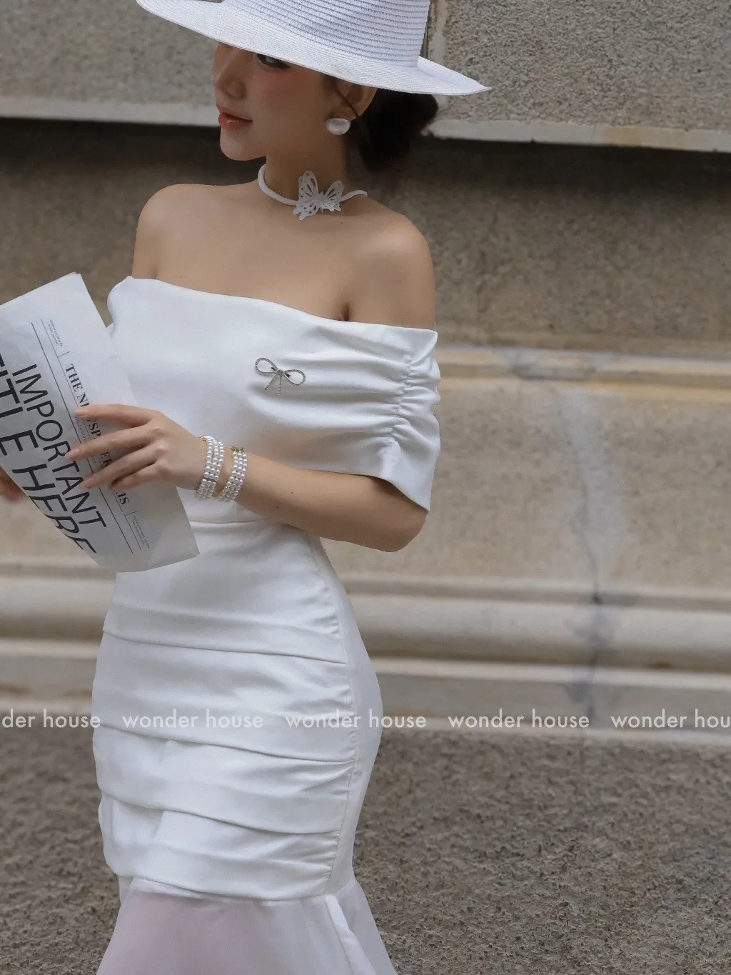 Ảnh Wonderhouse Vanila Dress đầm trễ vài dáng dài dự tiệc sang chảnh chất vải dày dặn 3