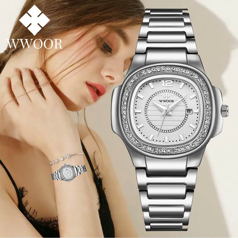 Ảnh WWOOR Đồng Hồ Nữ Đính Đá Sang Trọng Relogio Feminino-8874 2