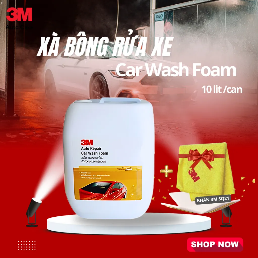 Ảnh Xà bông rửa xe bọt tuyết  3M -  Can 10L Nhập khẩu Thái Lan, Tỷ lệ pha 1:100 2