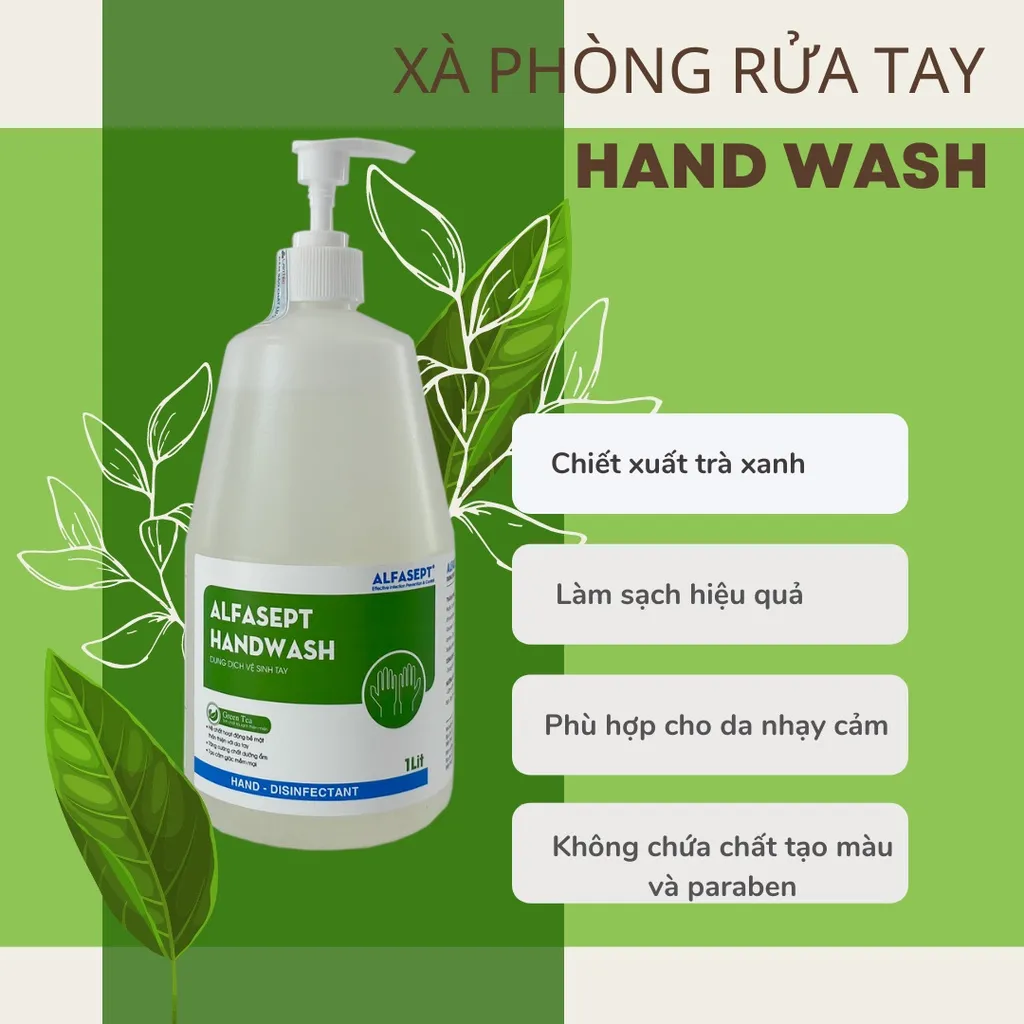 Ảnh Xà Phòng Rửa Tay ALFASEPT Handwash Chiết Xuất Lá Trà Xanh Thân Thiện Với Da, Giúp Sát Khuẩn Nhanh Chóng, Hiệu Quả 2