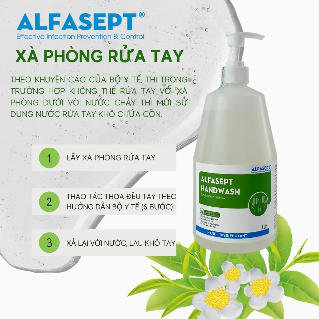 Ảnh Xà Phòng Rửa Tay ALFASEPT Handwash Chiết Xuất Lá Trà Xanh Thân Thiện Với Da, Giúp Sát Khuẩn Nhanh Chóng, Hiệu Quả 4