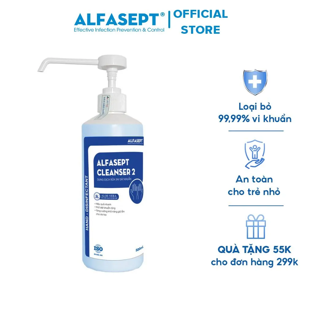 Ảnh Xà Phòng Rửa Tay ALFASEPT Cleanser 2 Giúp Khử Khuẩn Nhanh Chóng Và Tăng Cường Khả Năng Giữ Ẩm Cho Da Lọ 500ml 2