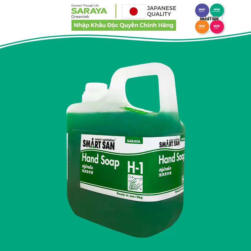 Ảnh Xà Phòng Rửa Tay Sát Khuẩn Saraya Smart San Hand Soap H-1, Không Mùi - Can 5Kg 3