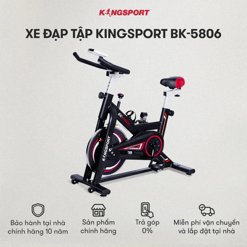 Ảnh Xe đạp tập KINGSPORT BK-5806 bánh đà 6kg khả năng kháng lực cao, tích hợp đồng hồ đo lường chỉ số 1