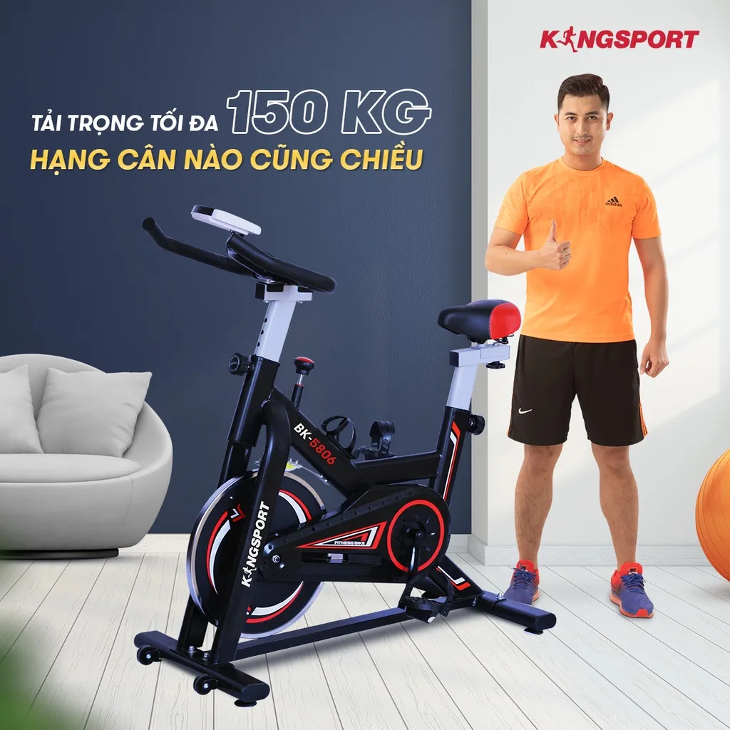 Ảnh Xe đạp tập KINGSPORT BK-5806 bánh đà 6kg khả năng kháng lực cao, tích hợp đồng hồ đo lường chỉ số 2