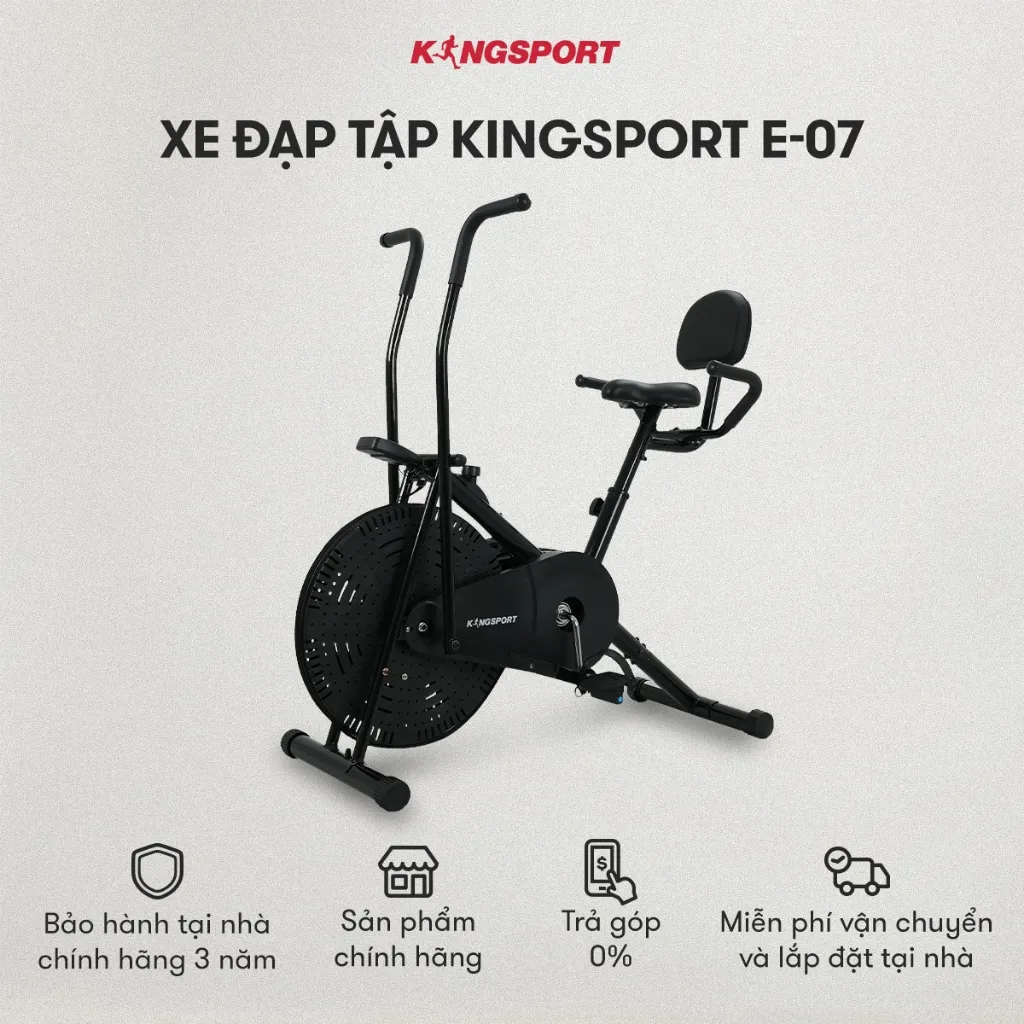 Ảnh Xe đạp tập KINGSPORT Classic E-07, ghế tựa phù hợp người lớn tuổi, tích hợp đồng hồ đo lường chỉ số 1