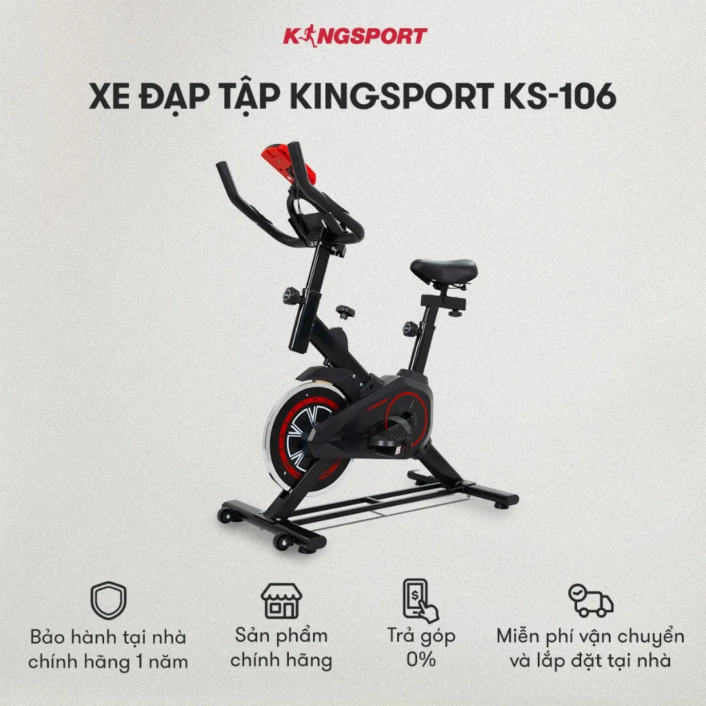 Ảnh Xe đạp tập KINGSPORT KS-106 với khung sườn chắc chắn, tích hợp đồng hồ đo lường chỉ số 2