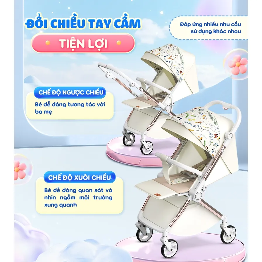 Ảnh Xe đẩy 2 chiều Chilux K5 - Thiết kế giỏ nằm rộng rãi, bánh xe giảm xóc 3