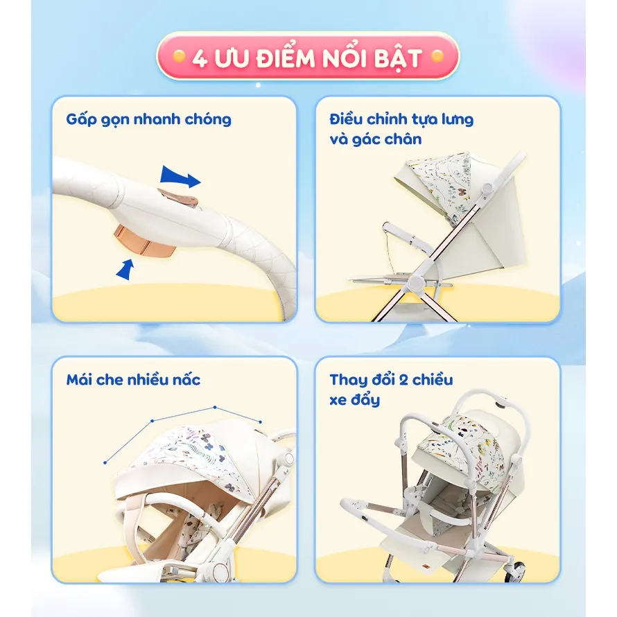 Ảnh Xe đẩy 2 chiều Chilux K5 - Thiết kế giỏ nằm rộng rãi, bánh xe giảm xóc 4
