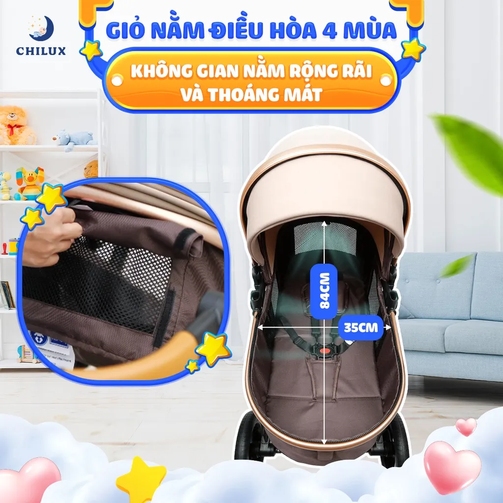 Ảnh Xe đẩy cho bé Chilux V1.6 - 9 tính năng tiện dụng cho mẹ và bé - có thể gấp gọn 4