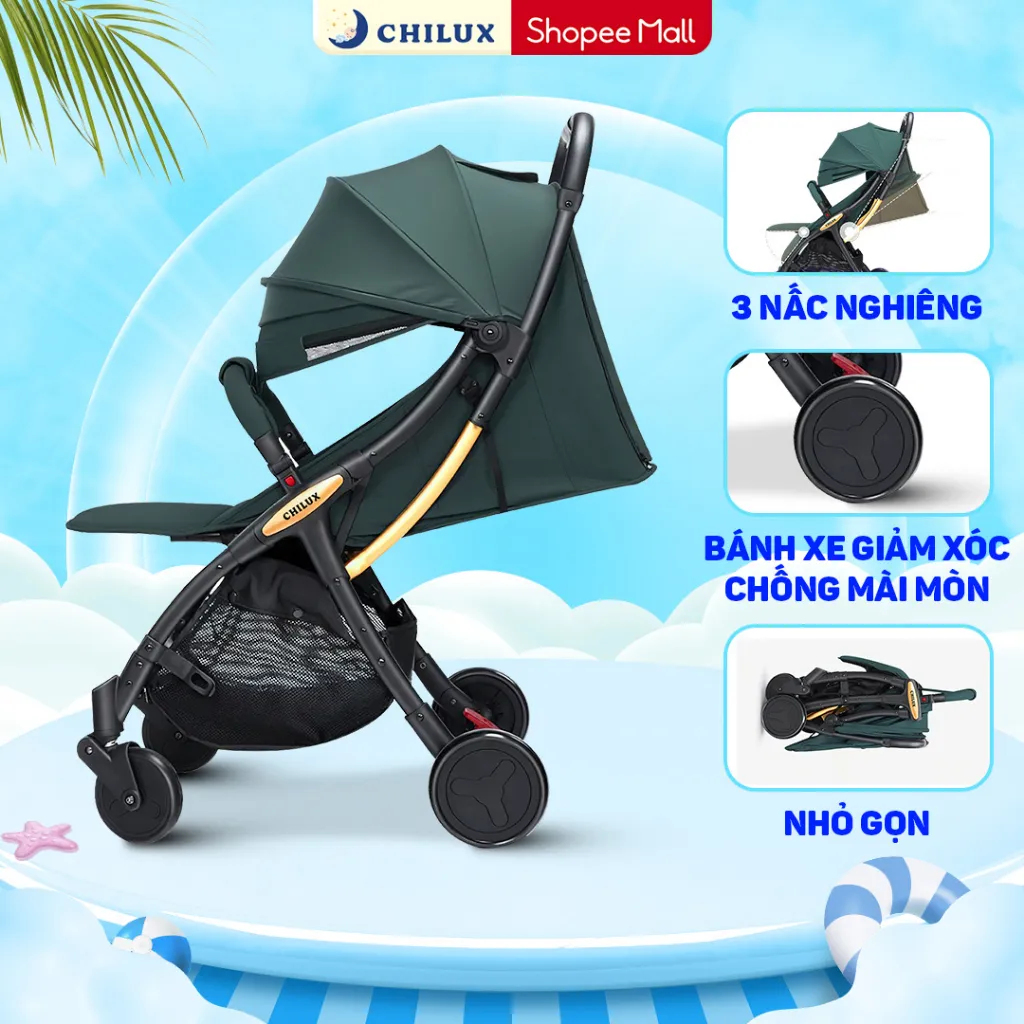 Ảnh Xe đẩy cho bé gấp gọn CHILUX D23 - giảm rung lắc tối đa, bảo hành chính hãng 3 năm 1