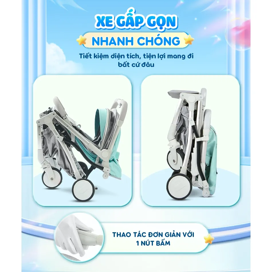 Ảnh Xe đẩy gấp gọn Chilux A320 - Mái che to nhiều nấc, khoá bánh xe an toàn 2