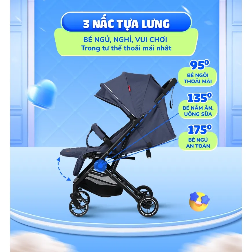 Ảnh Xe đẩy gấp gọn Chilux M02 - Thiết kế khoa học, Tính năng vượt trội 4