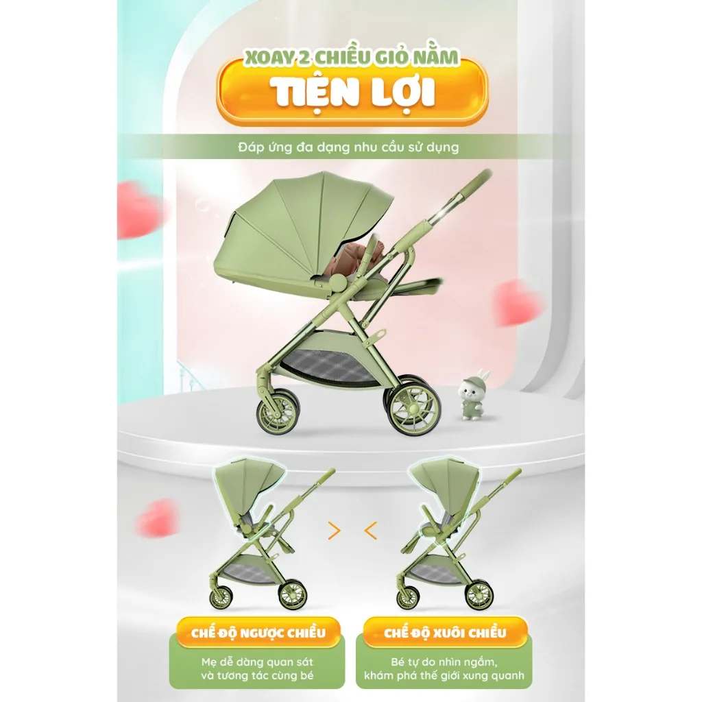 Ảnh Xe đẩy gấp gọn Chilux M07 - Xoay 2 chiều giỏ nằm tiện lợi, gấp gọn nhanh chóng 2