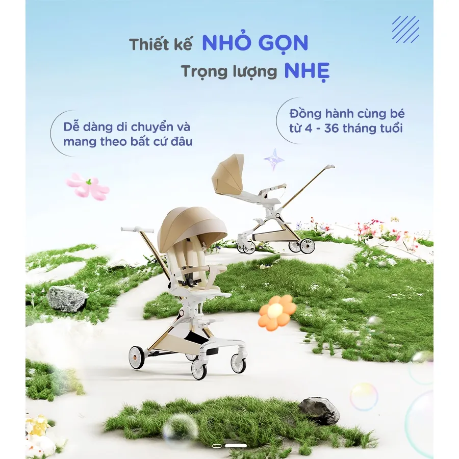 Ảnh Xe đẩy gấp gọn cho bé Chilux M06 Pro - Xoay 2 chiều, gấp gọn nhanh chóng 2