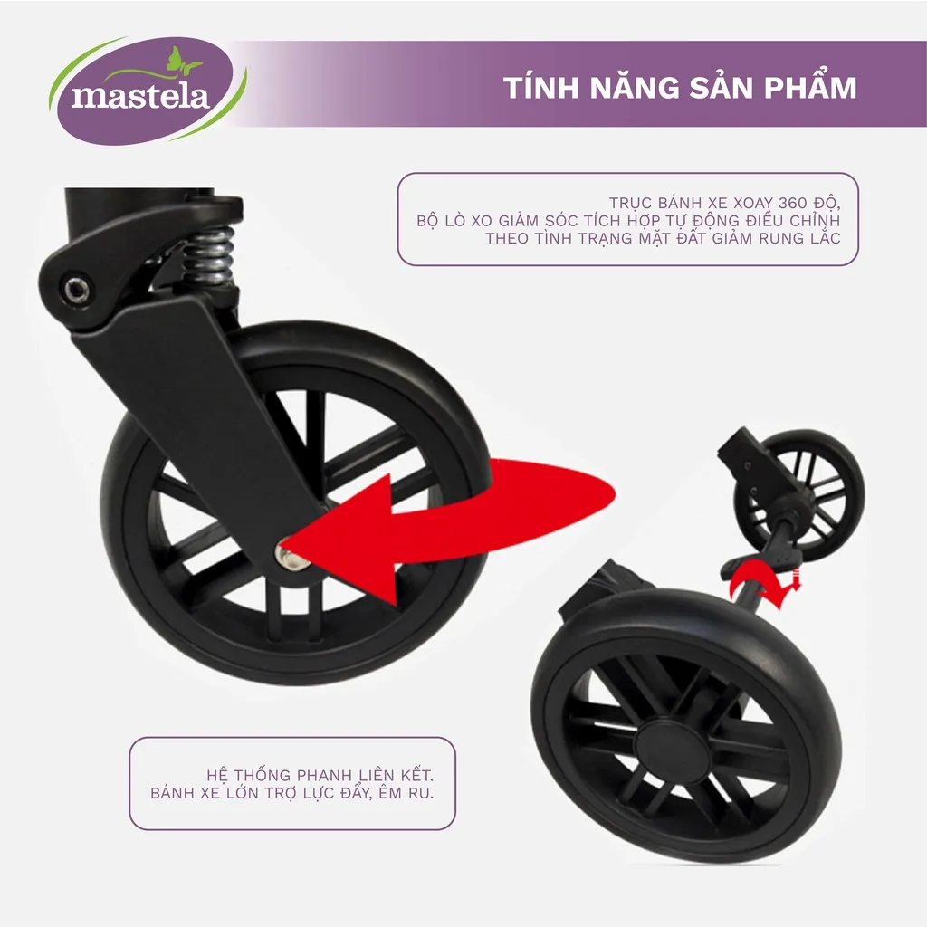 Ảnh Xe Đẩy Em Bé Mastela 275 Đa Chức Năng Cao Cấp, chất liệu aluminium, gấp gọn mang lên máy bay 3